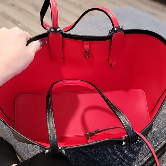 Christian LouBoutin Black and Red Tote Bag with Pouch - Picture 3 of 6